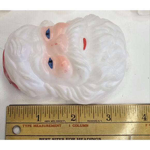 Vintage Santa Head Blow Mold Light Path Markers Yard Stakes Christmas Set Of 9 - Picture 3 of 6